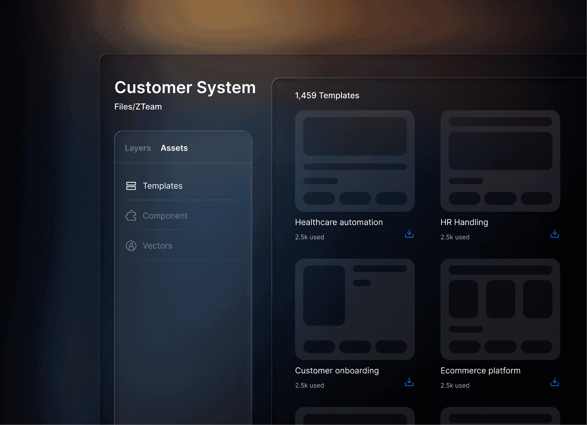 Pre-built process templates interface screenshot